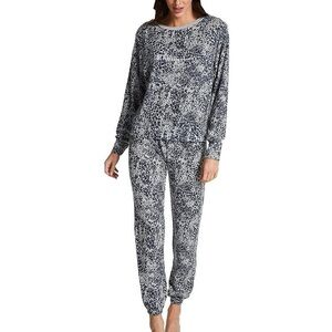 🆕CHAMPION “Hacci” Navy Leopard Print 2 Pc Pajama Set, Size Medium